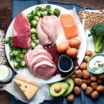 Kuvassa on paljon eri proteiinilähteitä